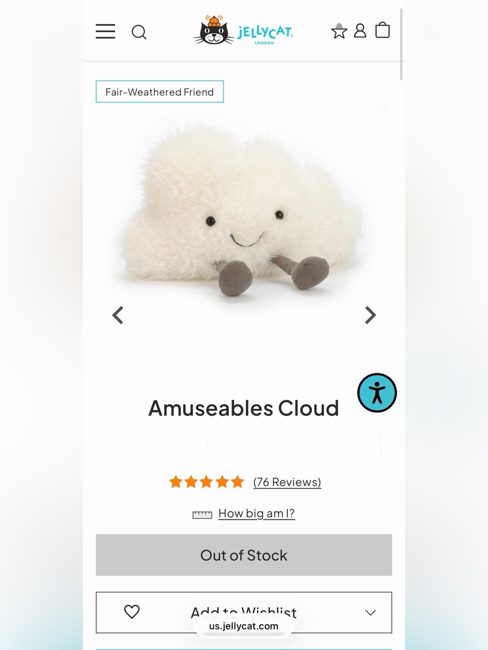 Jellycat Amuseables Cloud